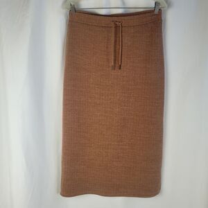 Sonoma Knit Midi Skirt Womens Size Small Copper Brown With Side Slit